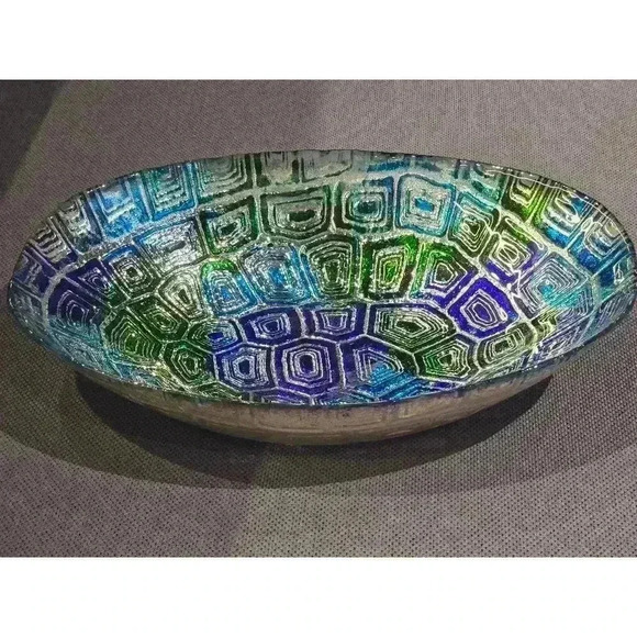 Unbranded Glass Bowl Blue‎ Green - Picture 3 of 8